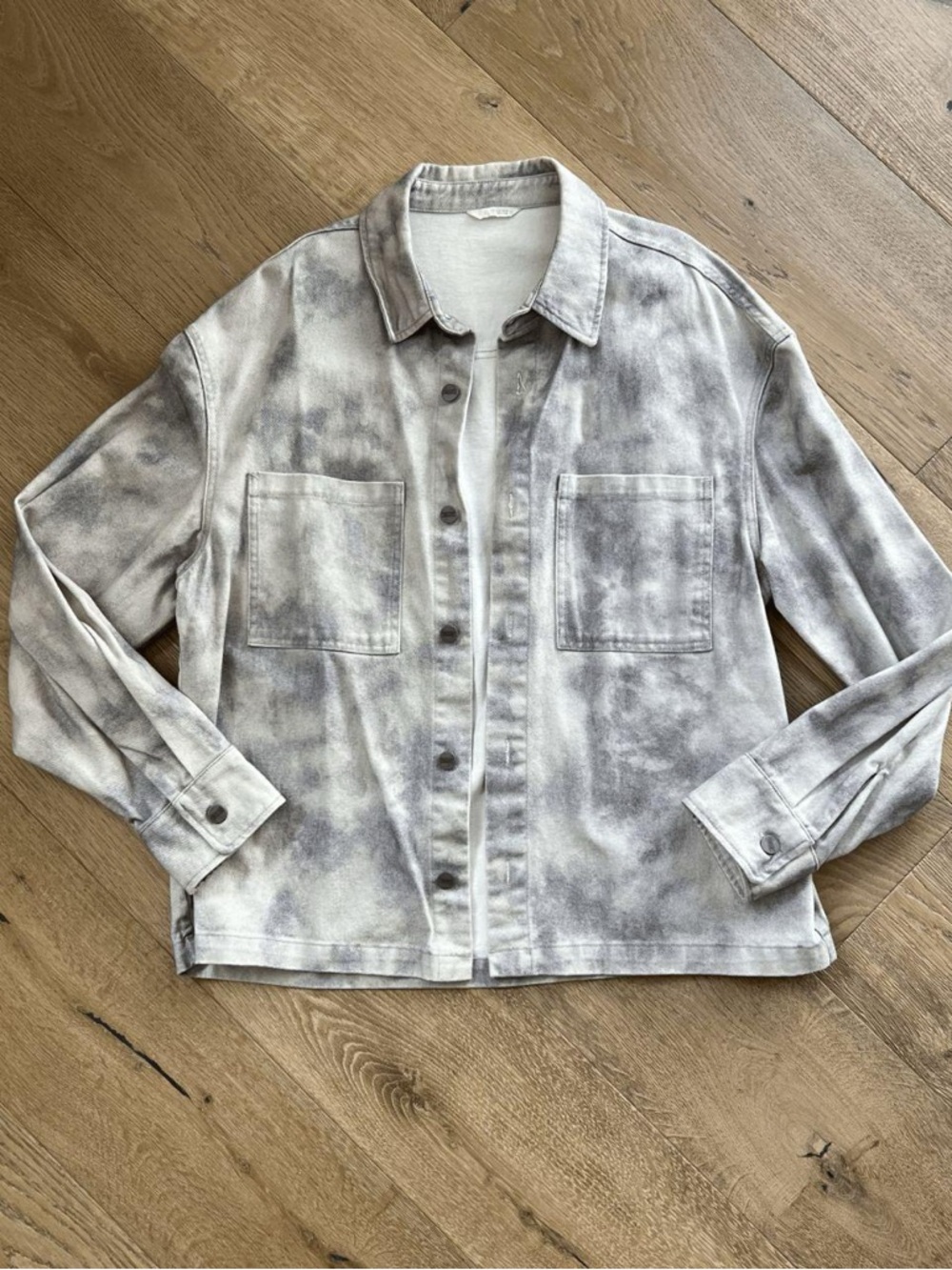 Zara Gray Tie-Dye Lightweight Denim Jacket | Size XL | Like New